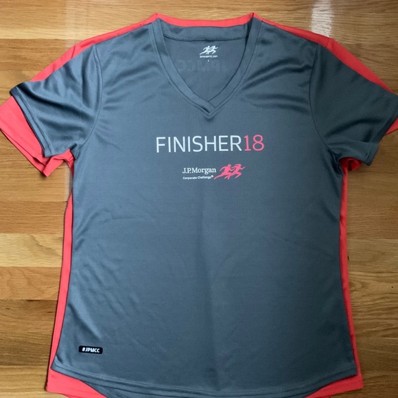 JP Morgan Corporate Challenge Finisher large jersey gray & peach - Picture 6 of 6